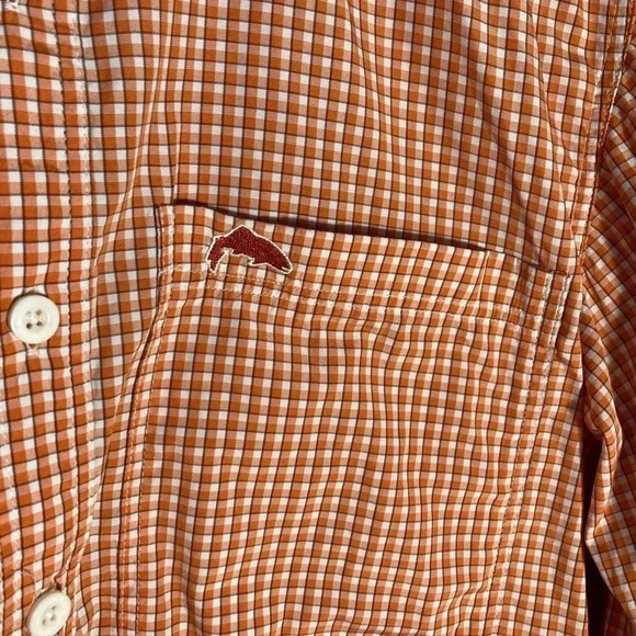 Simms orange plaid fishing long sleeves shirt - Picture 4 of 5